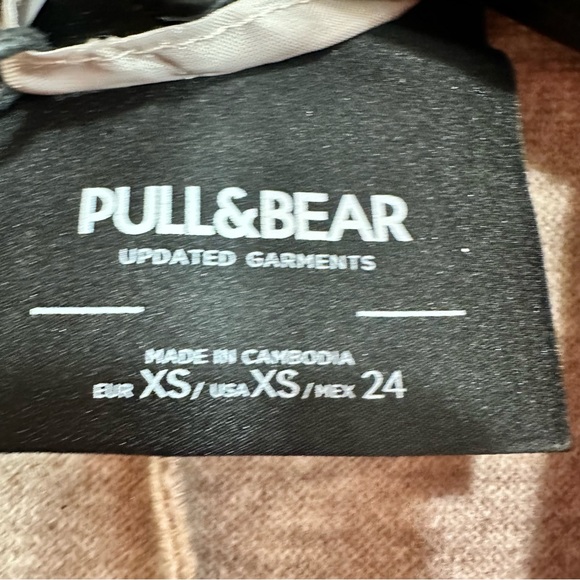 Pull & Bear by ASOS Longline Pea Coat in Cream/Tan Size XS - Picture 2 of 7